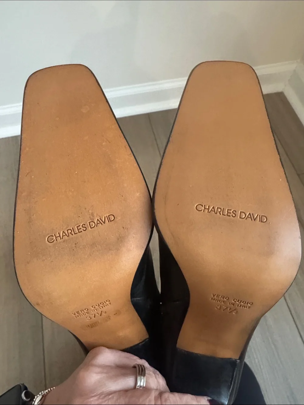 Charles David Black Over-the-Knee Square-Toe Boots size 37.5